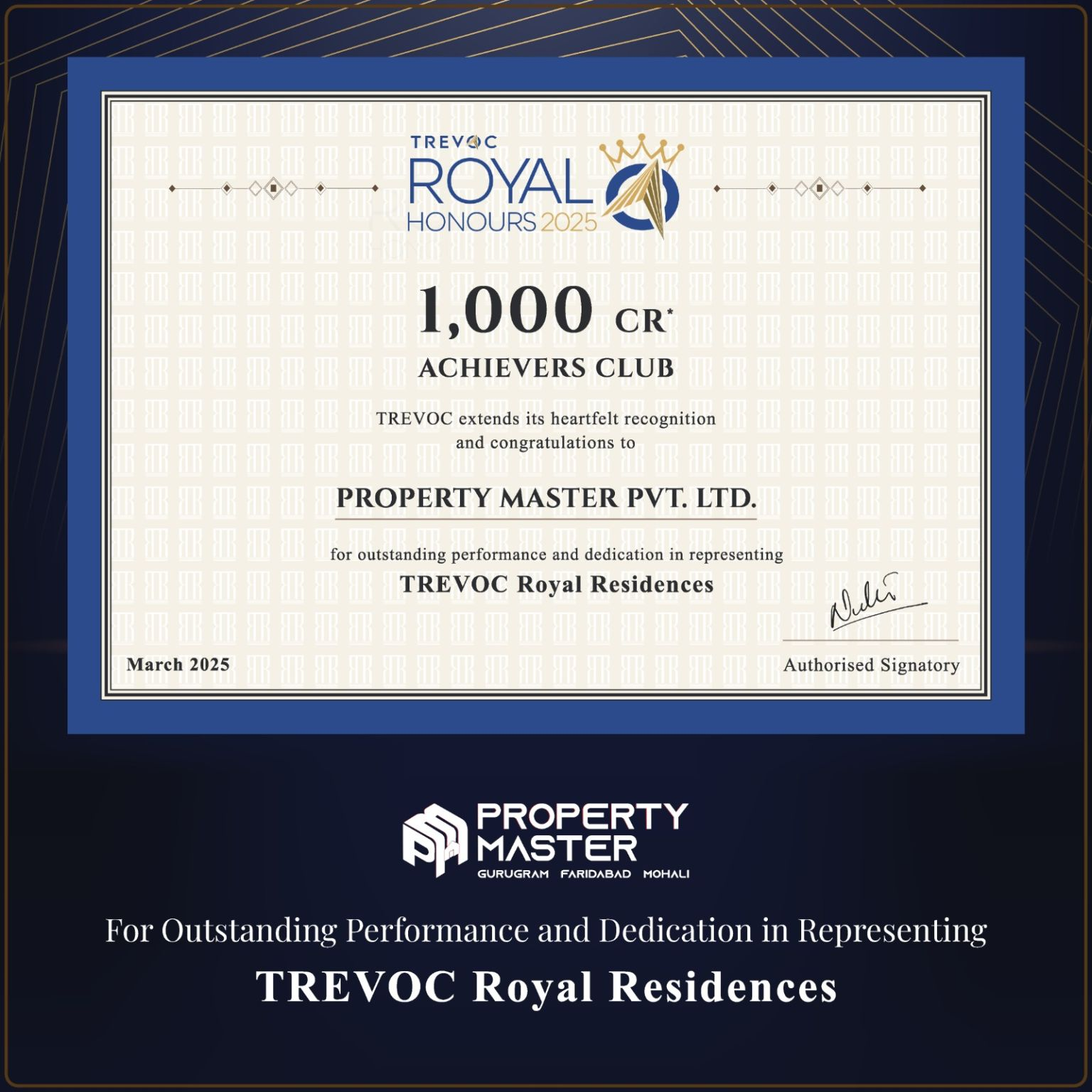 Awarded For Outstanding Performance and Dedication